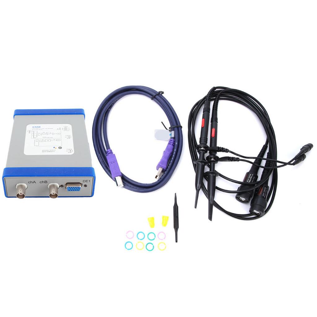 Digital Virtual Oscilloscope Double Channel PC 50MHz Bandwidth 1G with Probe USB Cable