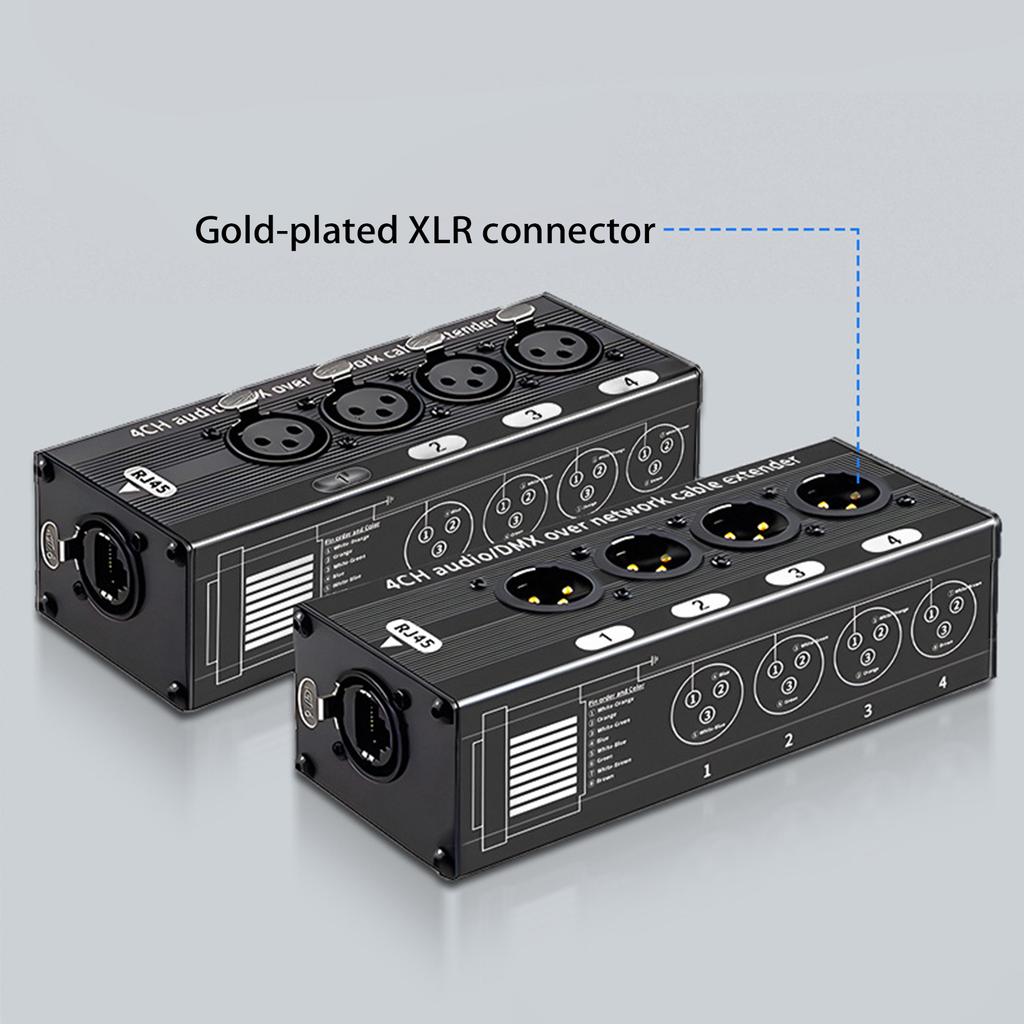 Heavy Duty 4 Way XLR Over Cat5 Balun For Interferences Resistant Auditory Applications