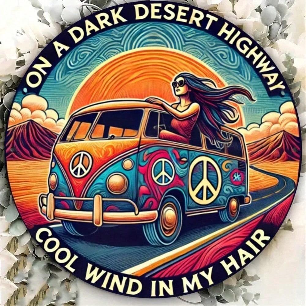 

Vintage Metal Wall Art Hippie Bus Desert Highway Retro Sign 20cm Home Decor 20x20 різнокольоровий