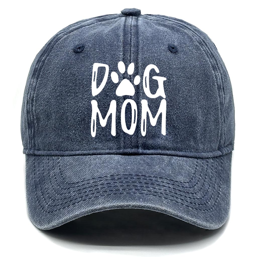 DOG MOM Print Adjustable Sun Hat Cotton Caps For Man Washed Retro Raw Brim Snapback Caps Ideal Choice For Casual Wear