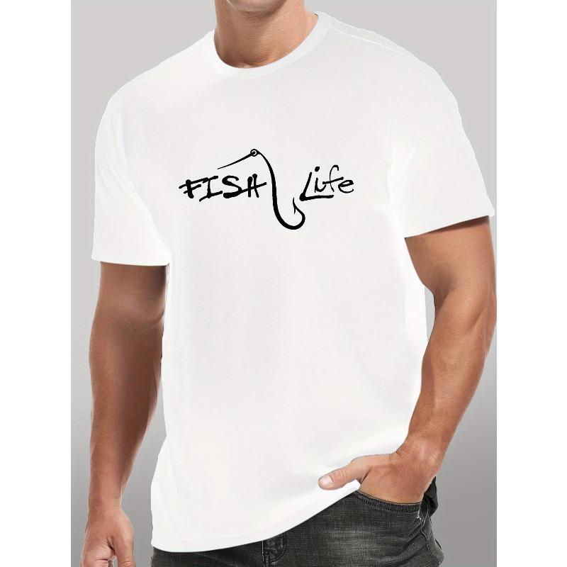 European Size FISH LIFE Graphic Men's Short Sleeve T-Shirt, Comfortable Stretch Summer Fashion T-Shirt, Casual Daily Style Fashion Clothing
