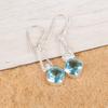Sky Blue Topaz Gemstone 925 Sterling Silver Jewelry Handmade Hook Earrings 1.90" EE-46-9