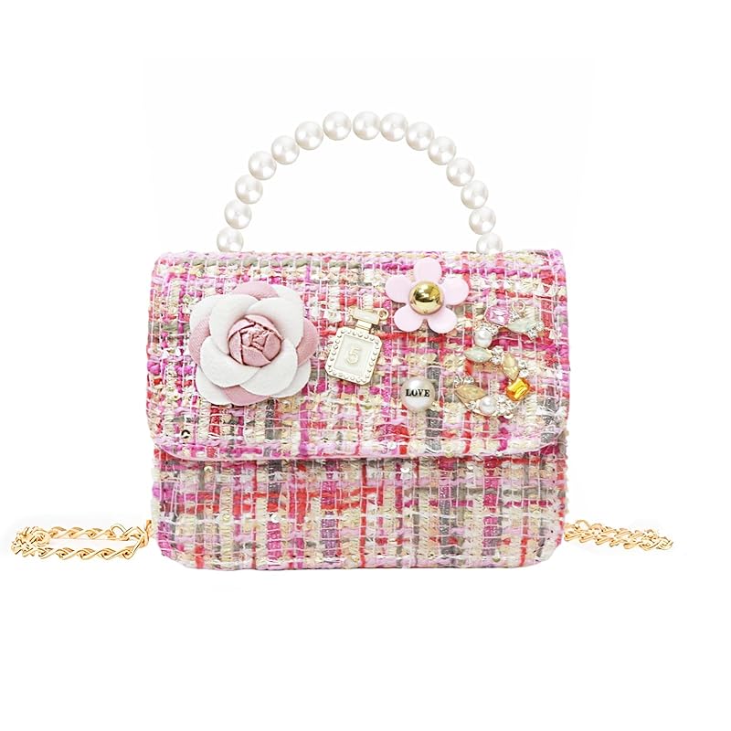 

[Jessimi] shoulder bag for children cute Smaller pochette with pearl chain handbag girl present girls kids bag pochette kids kindergarten Crossbody