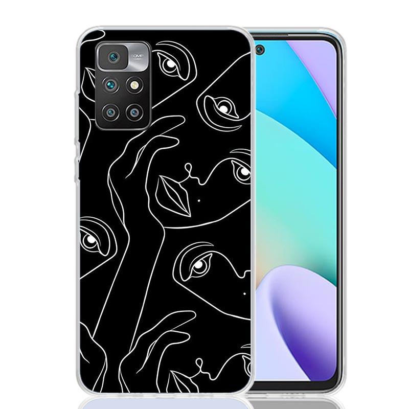 Abstract Line Women Face Case Phone Cover for Xiaomi Redmi 13 13C 14C 12 12C 10 10C 10A 9 9C 9A 9T 8 8A 7 7A 6 Pro 6A K70 K60 K4