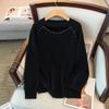 Plus Size Women's Thick Base Layer Sweater, Bust 150/160cm, Round Neck Knitwear