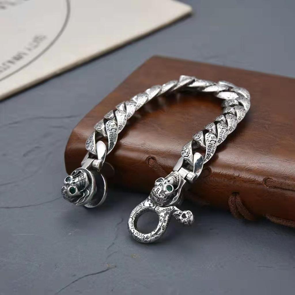 European and American Motorcycle Trendsetters Punk Style Skull Graffiti Bracelet