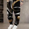 Men S Plus Size Geometric Printed Jogger Pants Black Gold Silver Drawstring Waist Side Pockets Cuffed Ankle