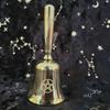 Triple Moon Pentacle Hand Bell Meditation Ceremony Tarot Readings Altar Brass Bell