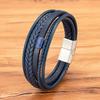 Luxury Fashion Hand-Woven Leather Bracelet Multilayer Men's Bangles Stainless Steel Magnetic Buckle Party Jewelry Gift