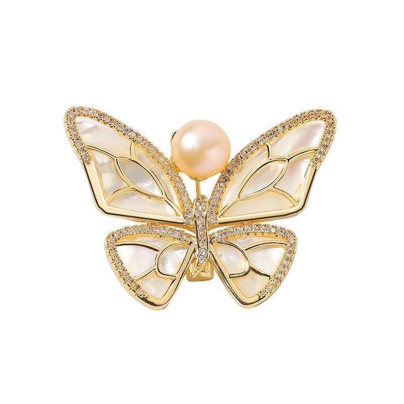 

Корейская брошь-бабочка: Элегантная брошь из натурального жемчуга для женской одежды высокого класса золотой