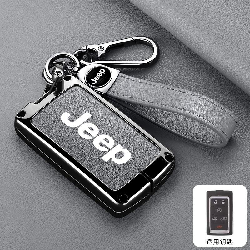 3/4/5 Buttons For Jeep Grand Cherokee Wagoneer Obsidian II 2021 2022 2023 Accessories Metal Leather Car Remote Key Case Cover