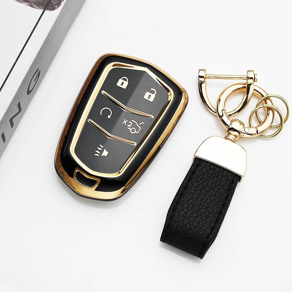 4/5 Buttons Shell Fob Holder Tpu Car Key Cover Case For Cadillac Ats Ct6 Cts Dts Xt5 Escalade Esv Srx Sts Xts Elr 2014 -