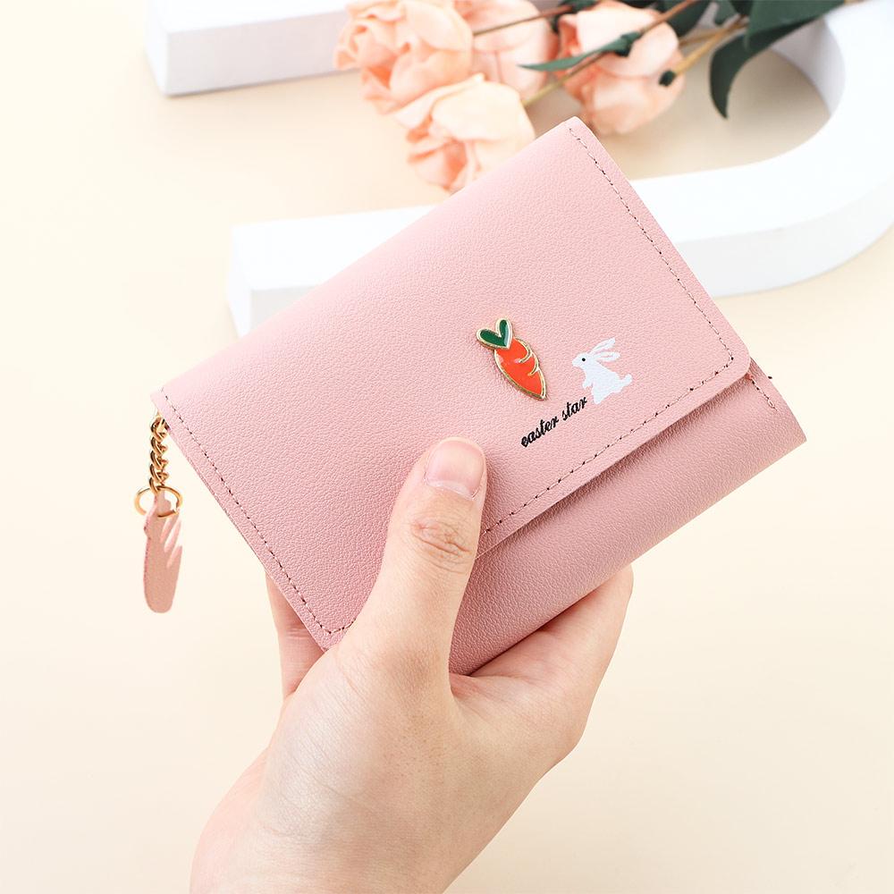 PU Leather Rabbit Carrot Korean Money Bag Women Wallets Card Holders Small Coin Purse
