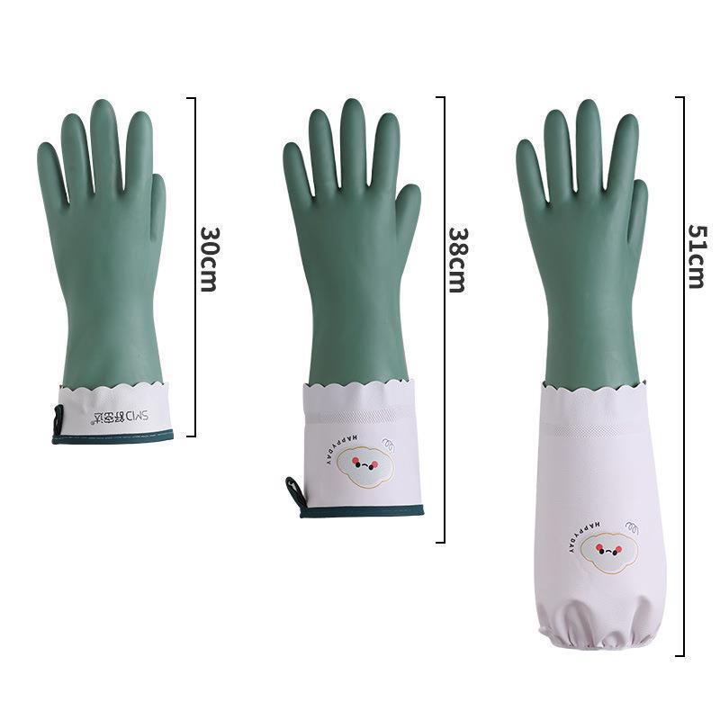 Winter Waterproof Rubber Dishwashing Gloves with Velvet Lining for Durable Household Use - Unisex Thickened Design for Kitchen and Laundry Tasks.