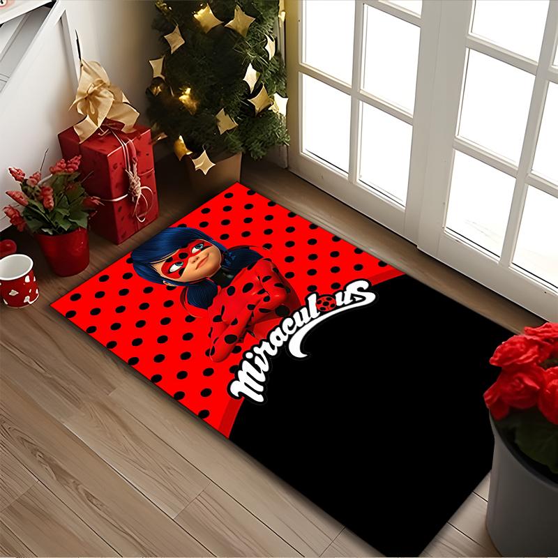 1pc Digital Printed Chair Rug for Home Office Use, Ladybug Carpet Appropriate for All Seasons, Soft Area Carpet