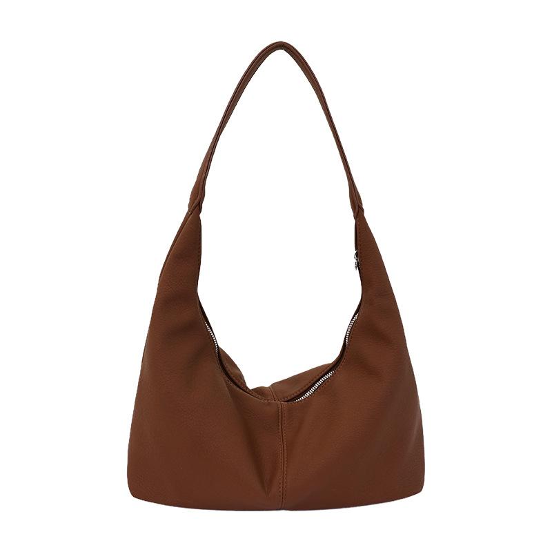 High Quality Soft PU Half Moon Shoulder Crossbody Bag Women Large Capacity Lazy Style Fashion Simple Commute Tote Handbag