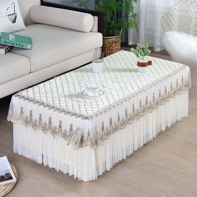 Тюлевая скатерть с цветочным принтом, прямоугольная кружевная белая скатерть, чайная скатерть, свадебная вечеринка, ужин, большой подол, покрытие стола, декор комнаты 50x100x40cm 1pcs