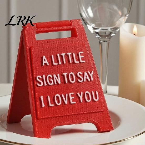 Raised Letter Decoration 3D Printed Love Sign, Romantic I You Desk Decor, Gift Idea Mini Stand for Valentine's Day Wedding, Anniversary Her