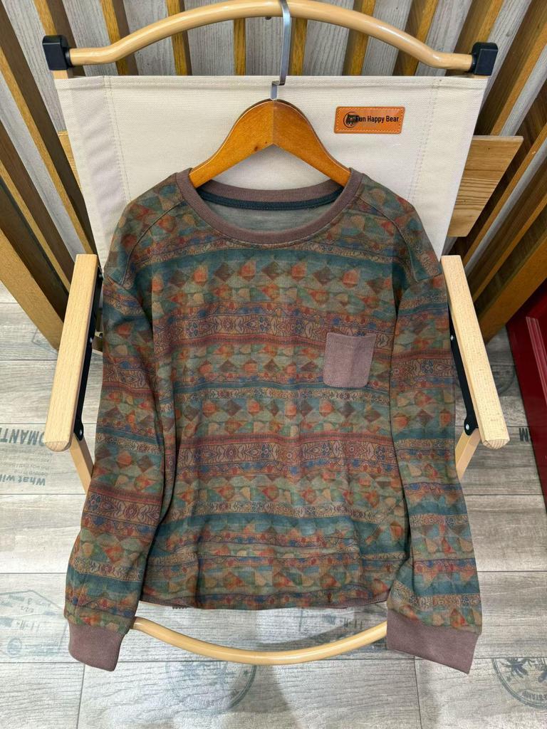 2026 Spring Artistic Printed Round Neck Loose Casual Women's Sweatshirt