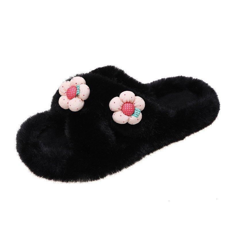 Cross-haired slippers women's autumn and winter new outer wear flat-bottomed slippers fashion flip-flops