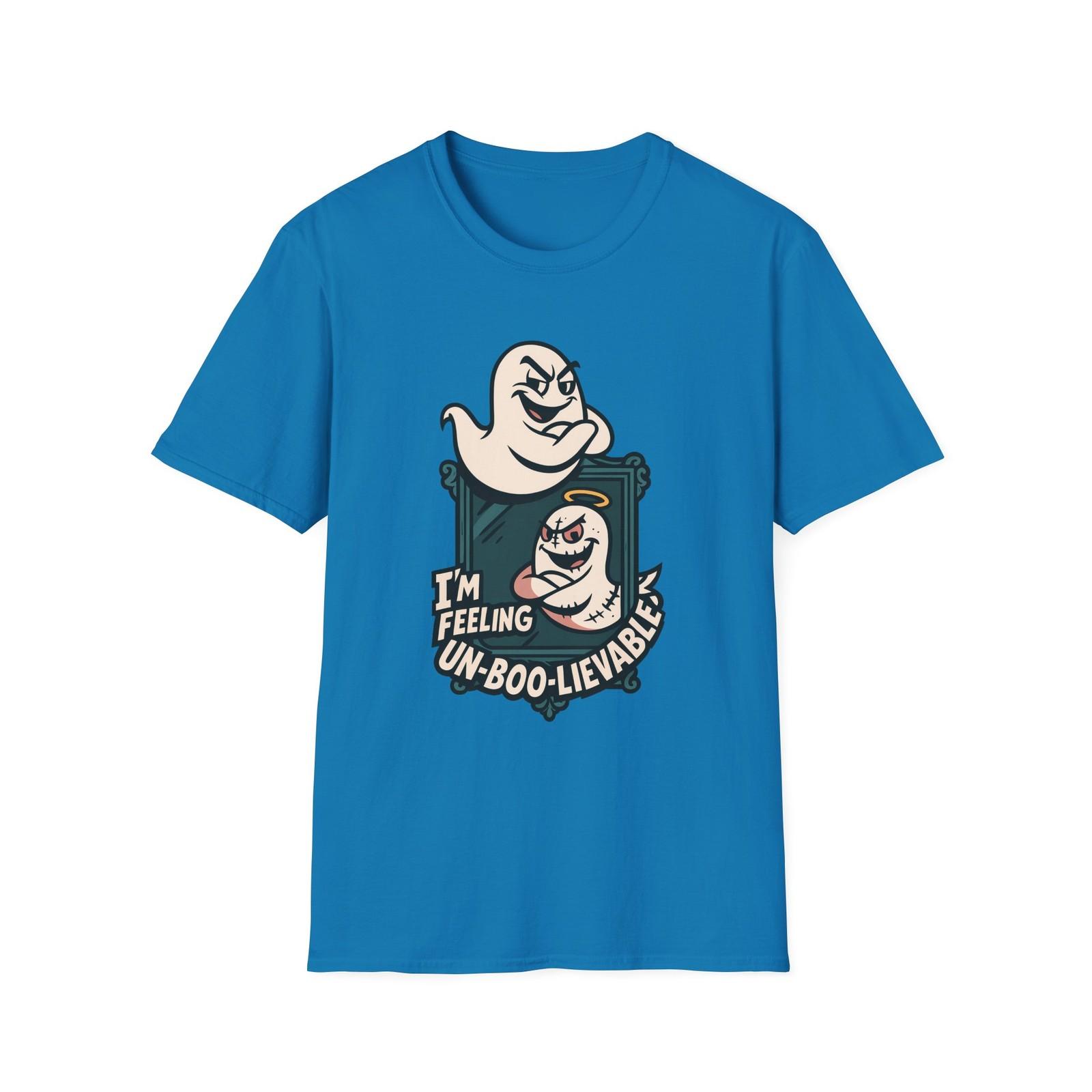 Unisex Softstyle T-Shirt Mens Womens Tees Top Smug Ghost Mirror Halo Reflection Halloween Humor Fall S