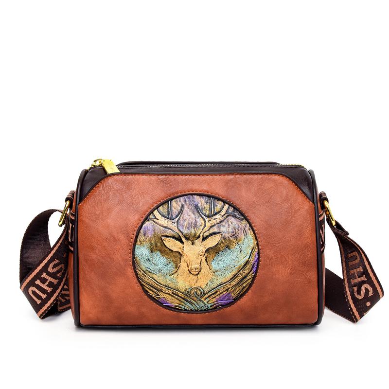 Vintage Square Bag Fashion Animal Pattern Crossbody Purse For Women Casual Shoulder Tote Retro Mommy Boston Pillow Handbag Gift Idea Present To Lover