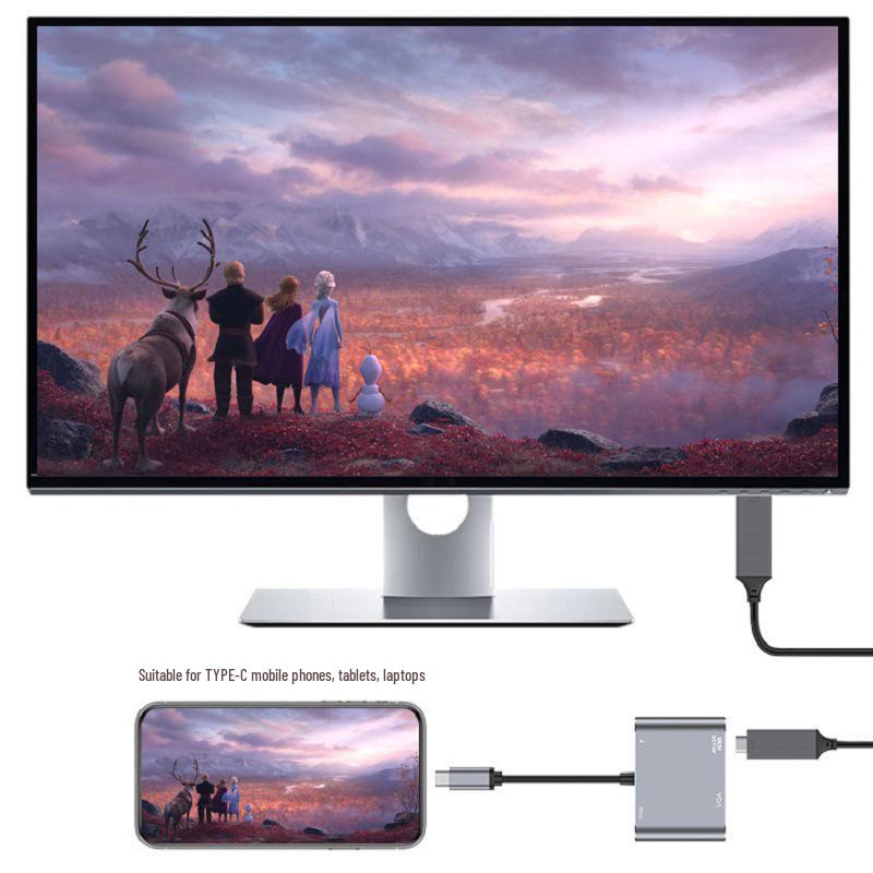 Adapter USB-C na HDMI/VGA: Podłącz telefon komórkowy do monitora/projektora/telewizora