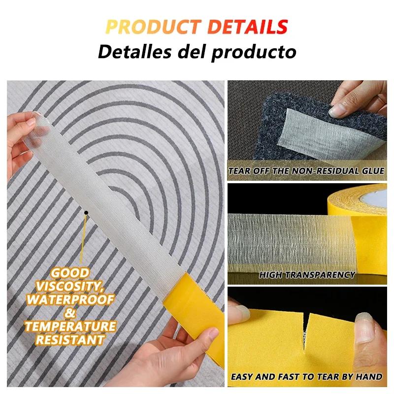Super Thin Strong Fixation Double Sided Adhesive Tape Heavy Duty Translucent Mesh Waterproof Traceless Powerful Grid Carpet Tape