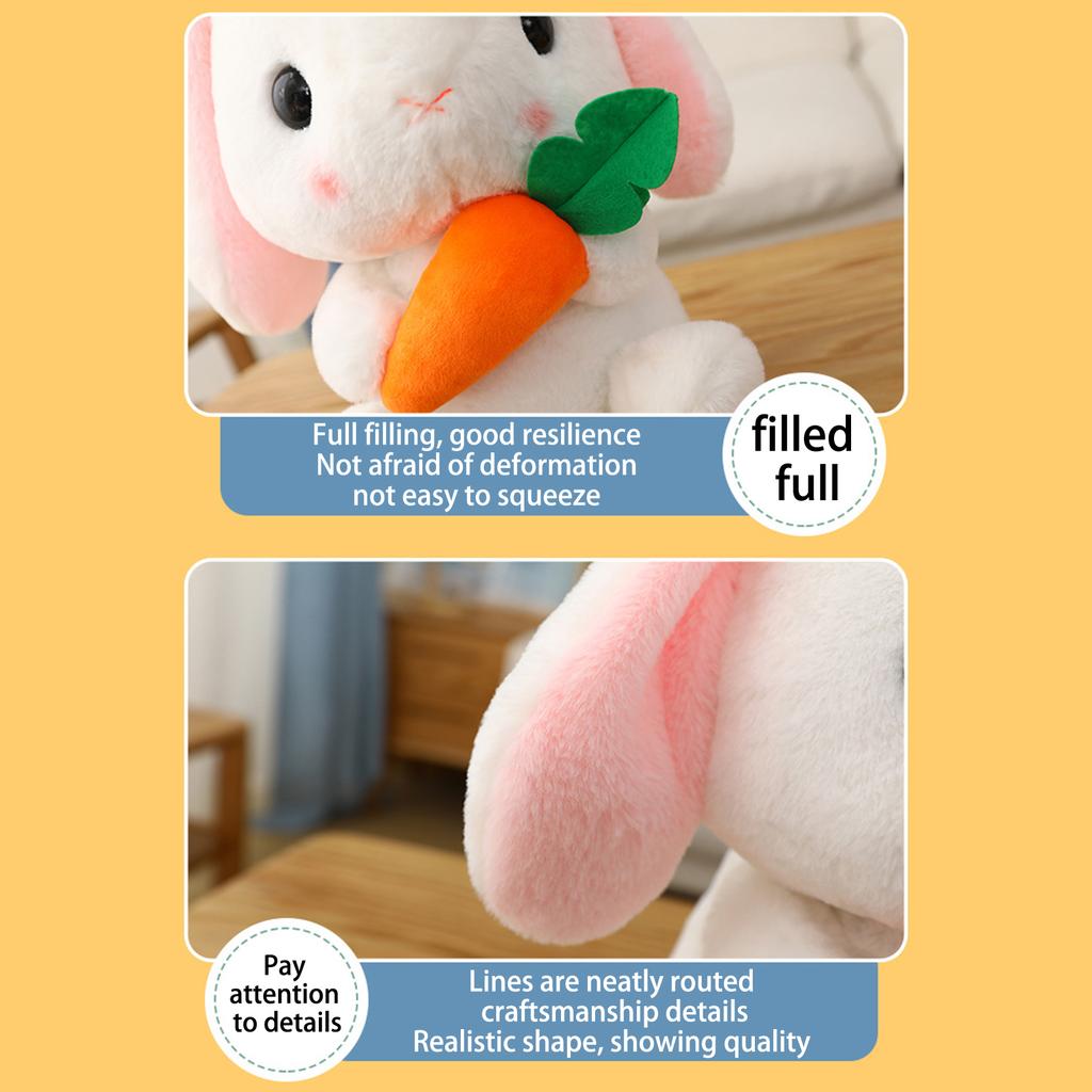Bunny Stuffed Animal 22cm Cute Soft Plush Rabbit Toy Pillow for Kids Bed Companion Easter Brown Milk Bottle