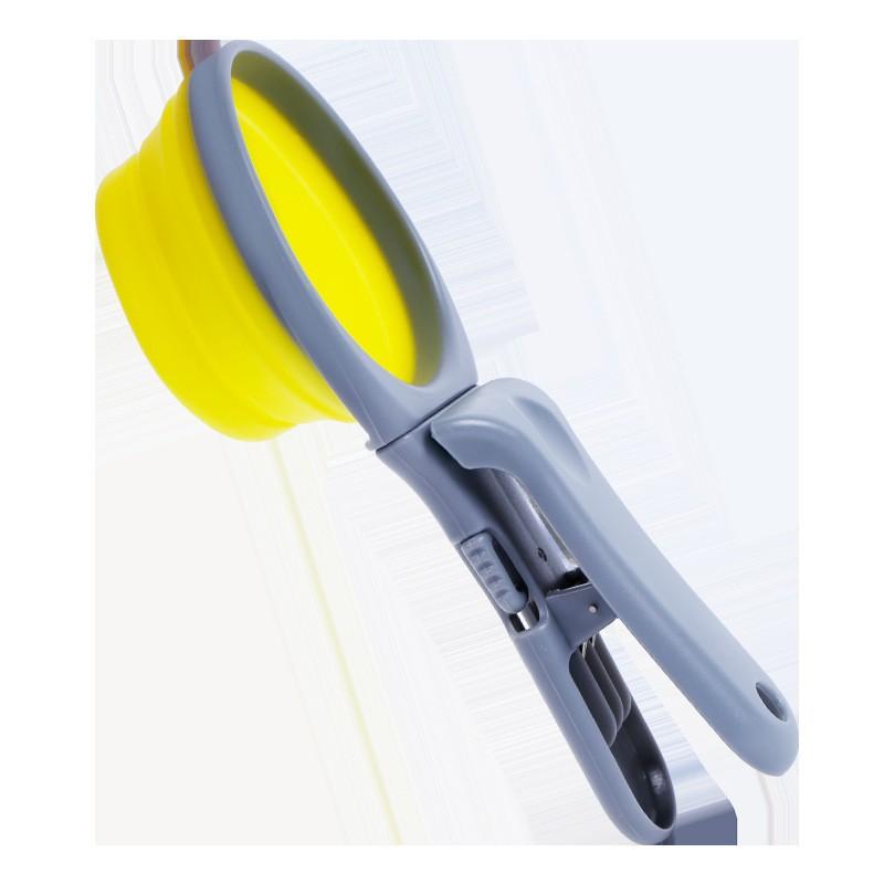 Folding Silicone Dog Food Spoon Cat Food Spatula Measuring Cup with Sealing Clip Portable Dog Bowl Pet Spoon