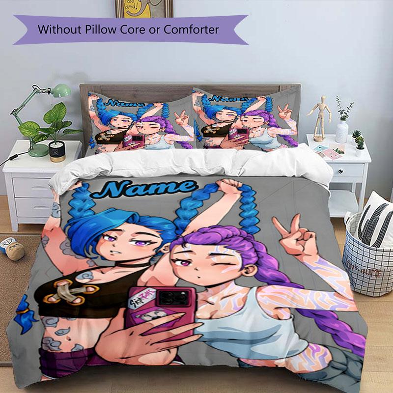 3PC Custom Name "Friendship Fun" Bedding Set Printed Bedding Set Duvet Cover Closure Includes 1 Duvet Cover & 250 Pillowcases for Bedroom