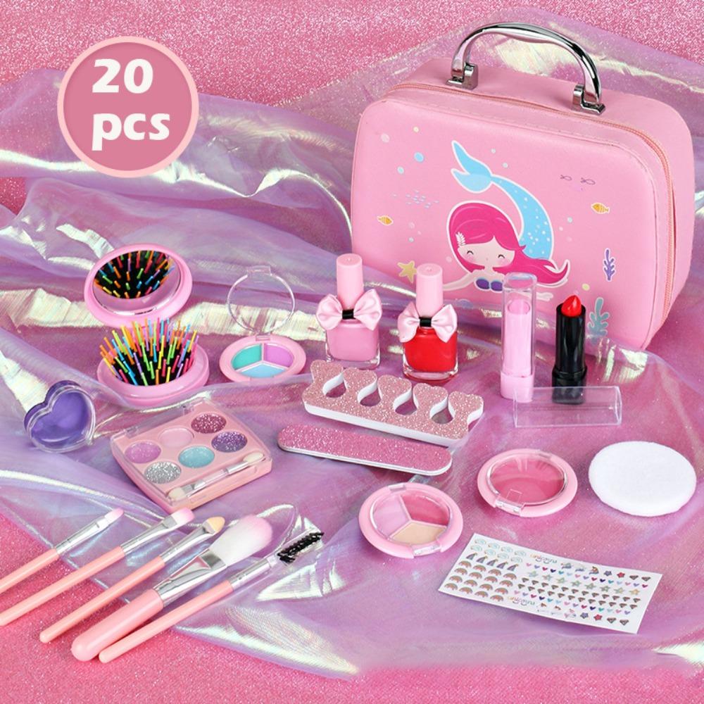 New Washable Girls Make Up Toys Pretend Birthday Gift Princess Play Makeup Set Non Toxic Kids Make Up Bag Kit