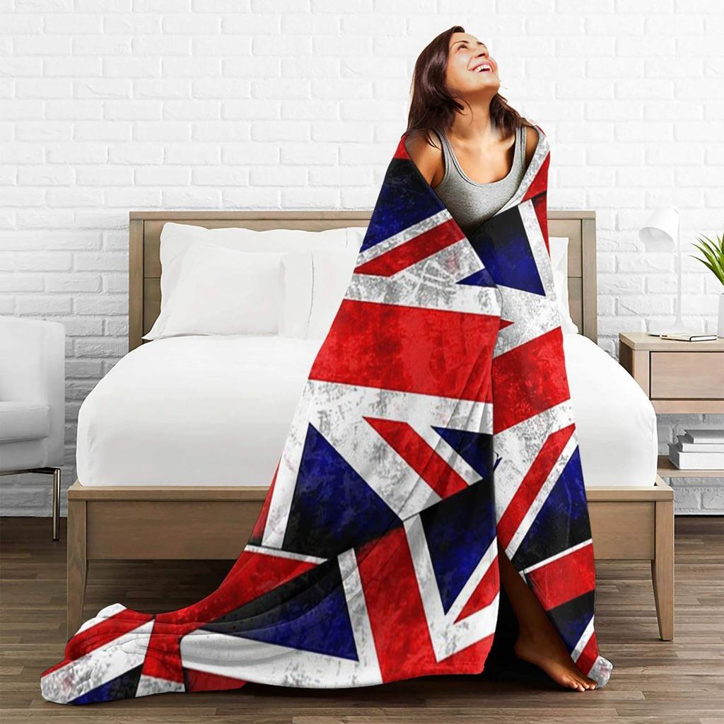 Vintage UK British Flag Sherpa  Blankets Soft Warm Flannel Throw Blanket Bedding for Bed Living room Picnic Travel Home Couch