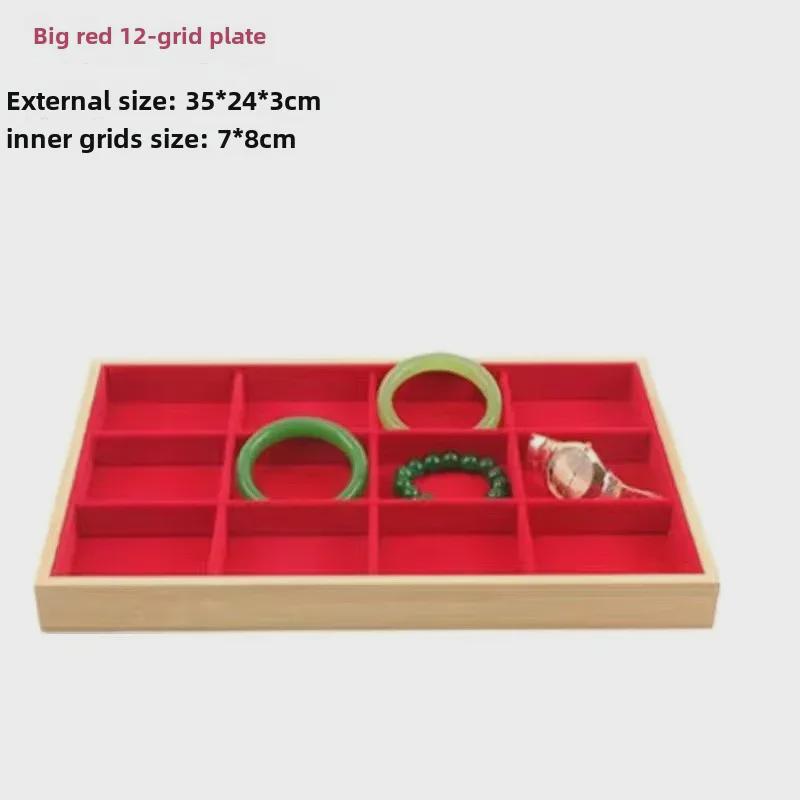 Bamboo and Wood Velvet Jewelry Tray for Bracelets and Earrings Display