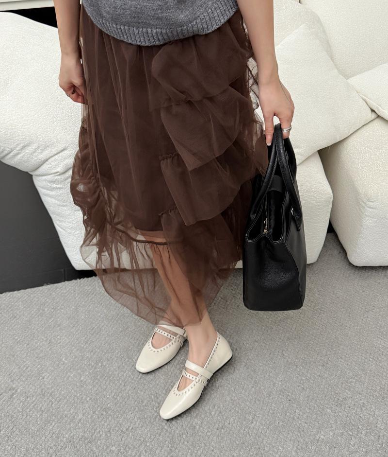 French Retro Niche Rivet Double Buckle Mary Jane Flat Single Shoes Women's 2025 New Korean Version of Soft-soled Ballet Ladyshoes