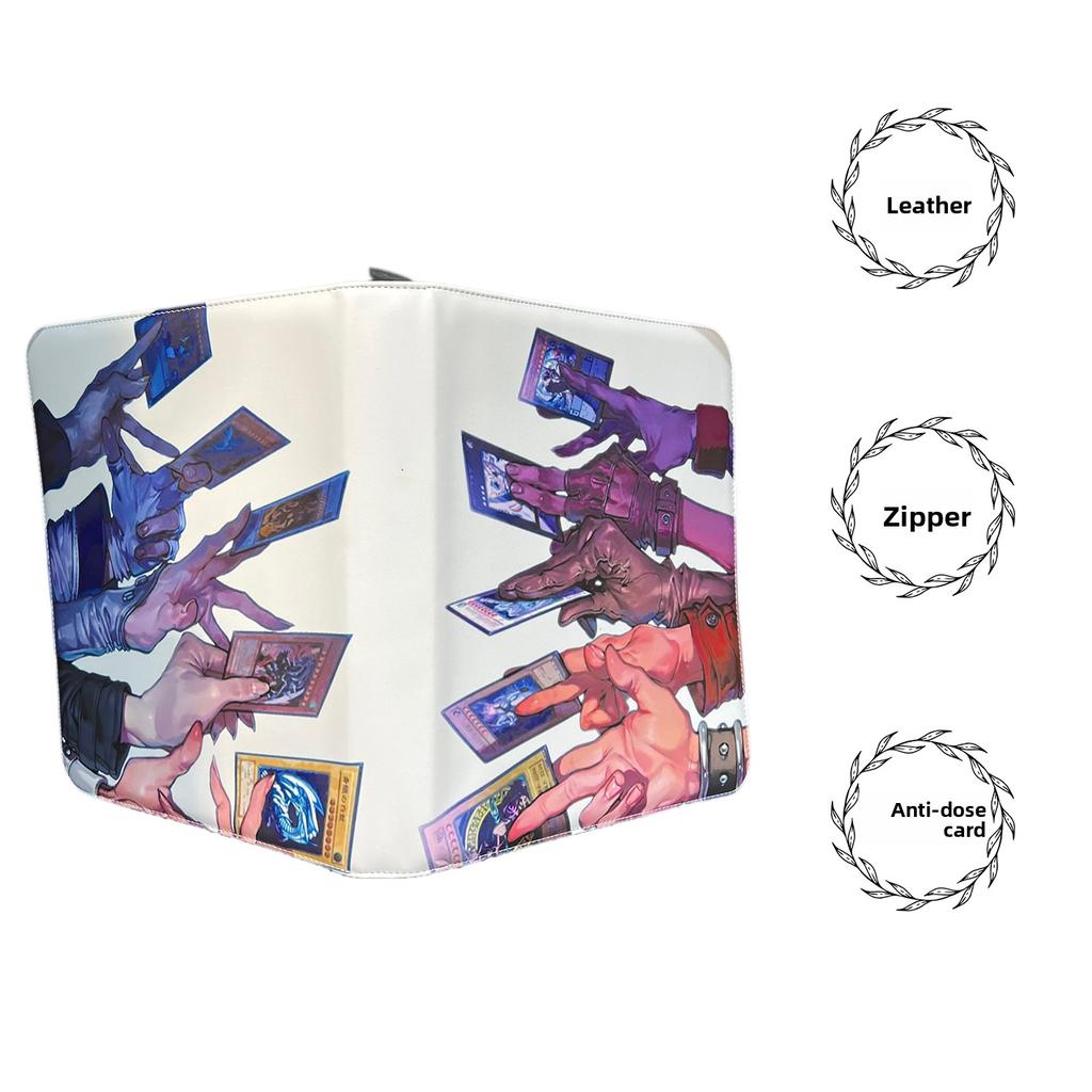Custom Cover 500+ Capacity A4 Yu-Gi-Oh! Binder Premium PU Leather 9-Pocket Zippered Album TCG Organizer with Refillable Pages