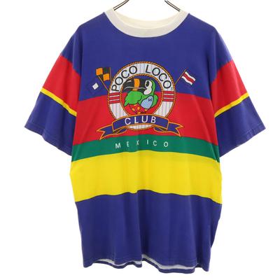 POCO LOCO CLUB 90s Old Border Pattern Short Sleeve T-shirt L Men's Used
