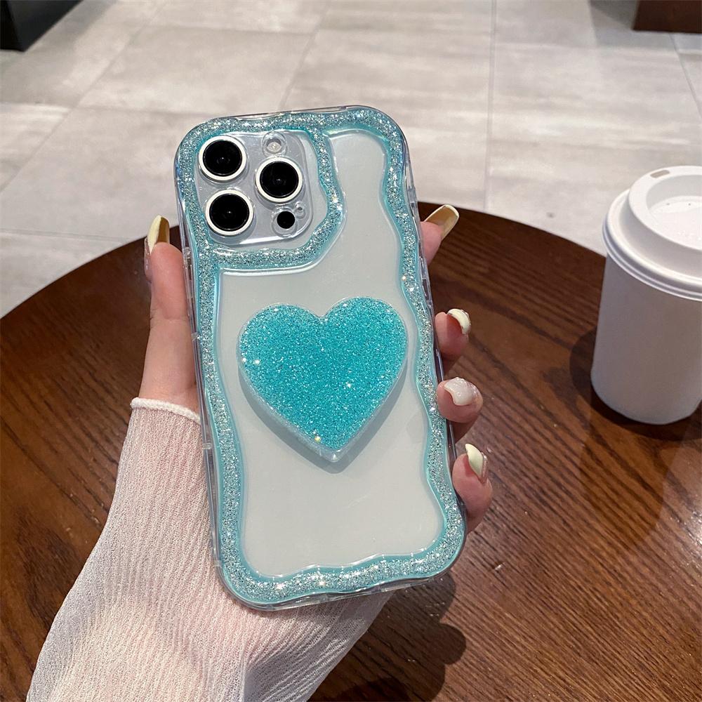 Třpytivý Diamantový Držák Srdíčko Pouzdro Na Telefon Pro iPhone 16 15 14 13 12 11 Pro Max Plus Roztomilý 3D Držák Srdíčko Nárazuvzdorný Kryt