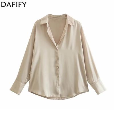 Women's Fashion Casual Spring Autumn Solid Color Print Long Sleeve POLO Neck Blouses & Shirts