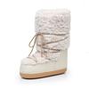 Botas Espaciais de Inverno Lã de Cordeiro Sapatos da Lua Botas de Neve Mulheres