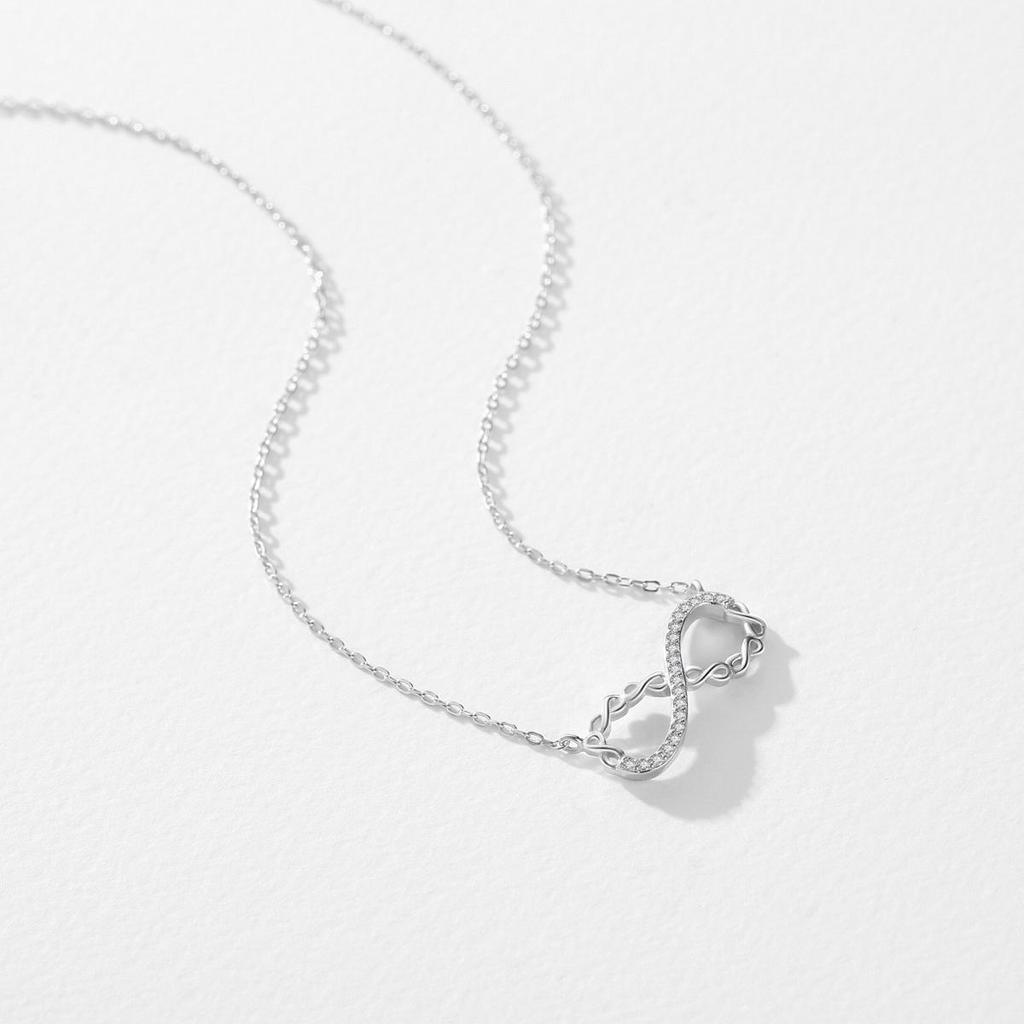 MODIAN Solid 925 Sterling Silver Romantic Infinite Love Pendant Necklace Shining Clear Cubic Zirconia For Women Anniversary Gift