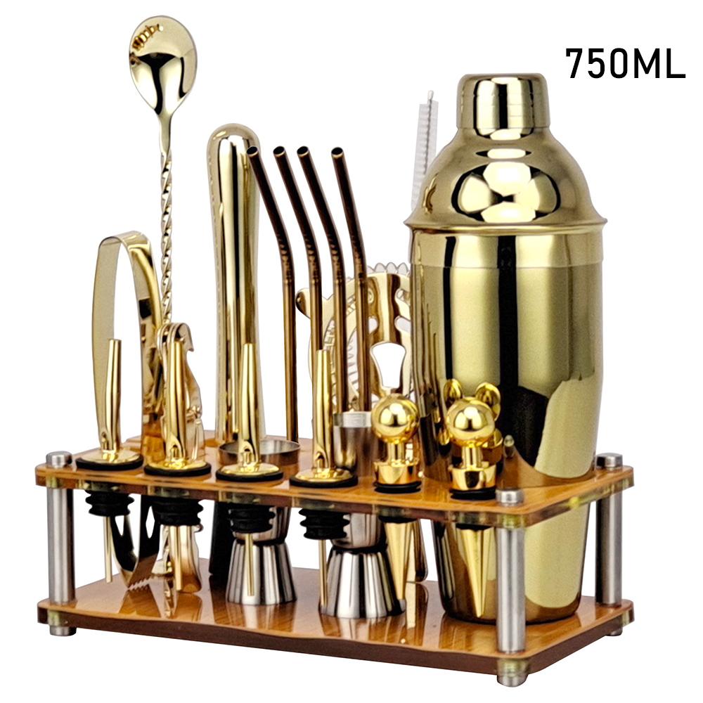 

Набор бармена из 20 предметов цвета розового золота, набор для коктейльного шейкера с вращающейся акриловой подставкой, для смешанных напитков, мартини, домашнего бара, кухонные инструменты