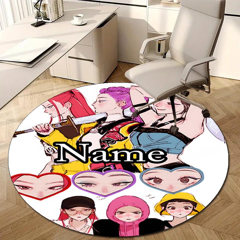 Personalized K-KPop Demon Hunters Round Chair Office Rug - Perfect for Mat, Office Chair & More - Ideal Gift for Birthdays and Holidays