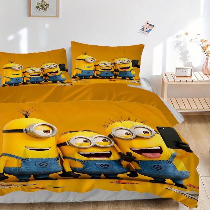 Minions Selfie Fun Moment Print 3Pcs Bedding Setduvet Cover With 2 Bedropillowcase Home Birthday Gift