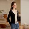 Bailuyu Elegant V-Neck Color Block Knit Top