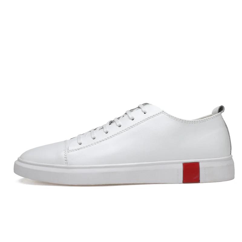 New Fashion Men Genuine Leather Casual Shoes Comfortable Breathable Flats Driving Shoes Skateboarding Shoes Men's White Sneakers