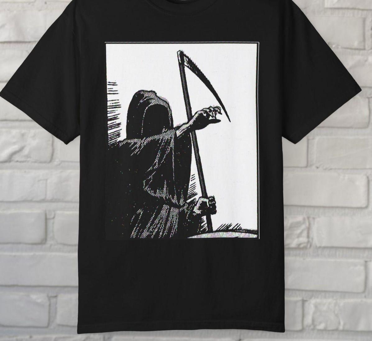 Grim Reaper Comic Shirt Vintage Goth Punk Dark Aesthetic Halloween Tee Unisex T-Shirt S