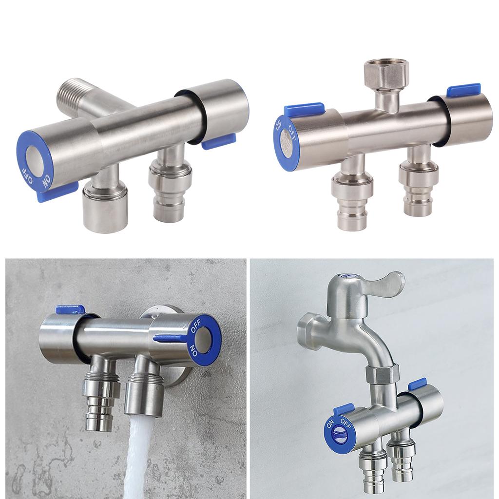 Dual Control Valve 1 In 2 Out Water Tap Garden Irrigation Water Controller Shunt Splitter Washing Machine Bathroom Toilet Faucet