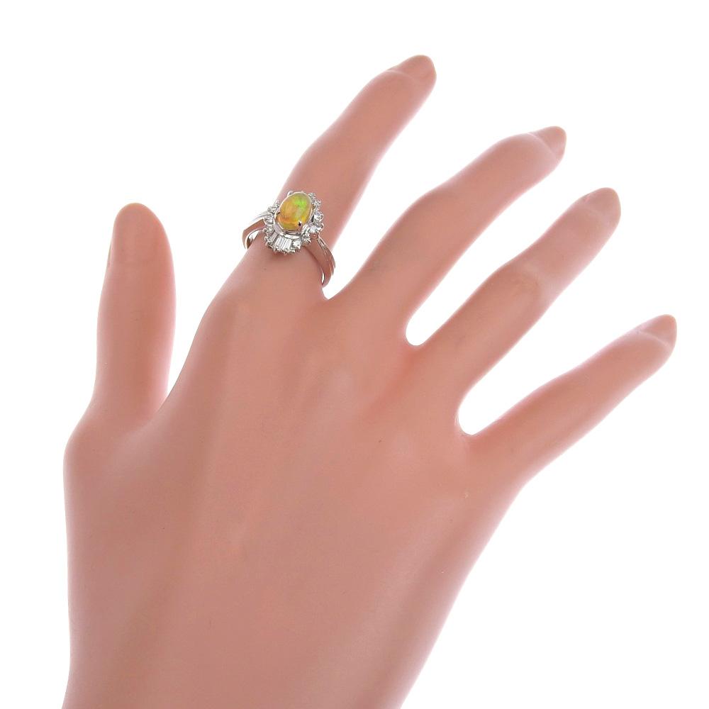 Ring Pt900Platinum/opal/diamond #6.2(US Size) 7.4g Women Used