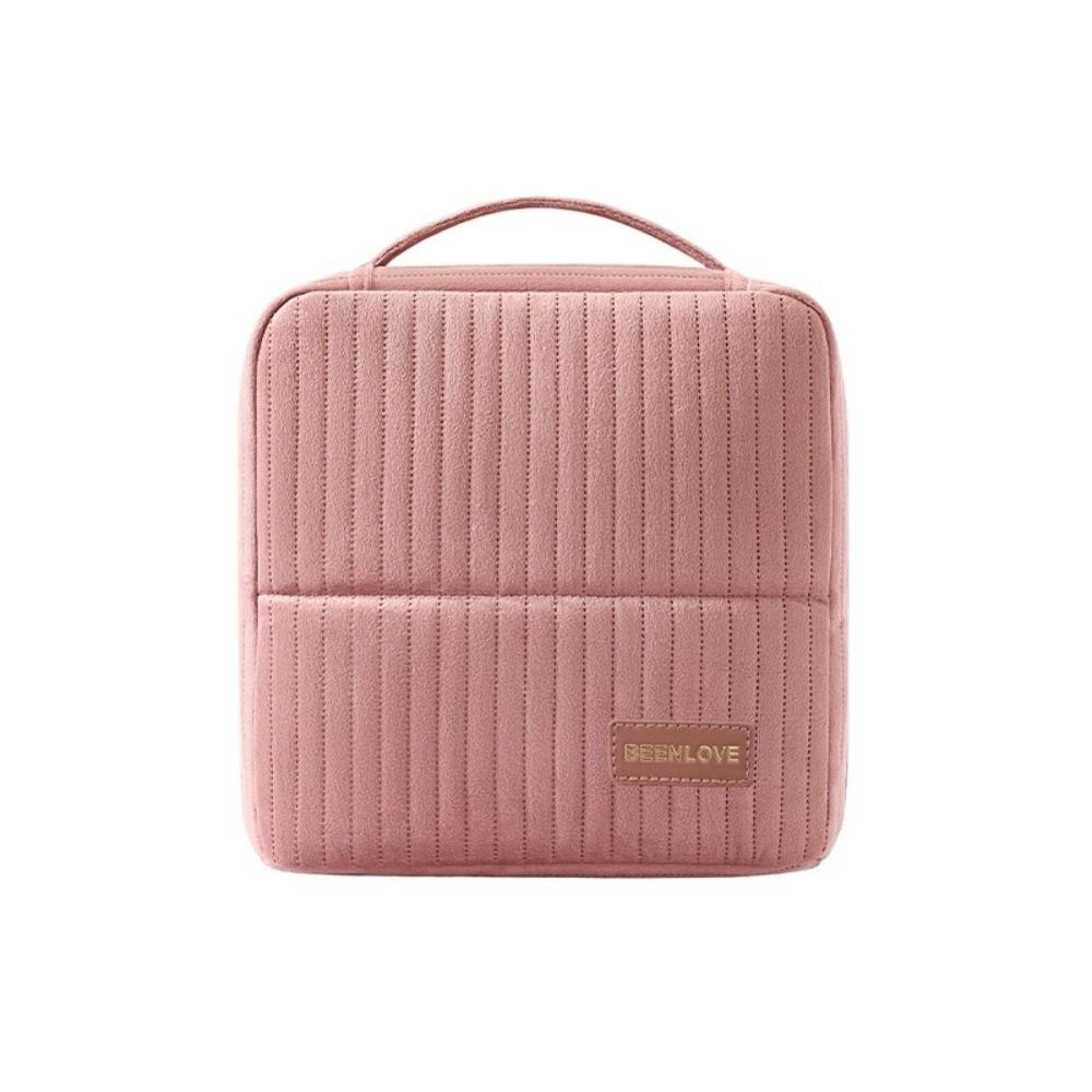 

New Stands up Cosmetic Bag Waterproof Multi-pocket Toiletry Storage Bag Short Large Capacity Organizer Pouch Travel Use рожевий